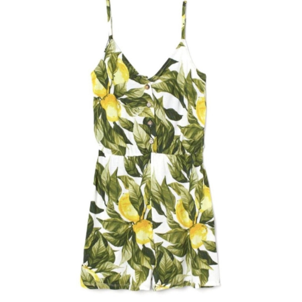 H&M Leaf and Lemon Print Romper size M